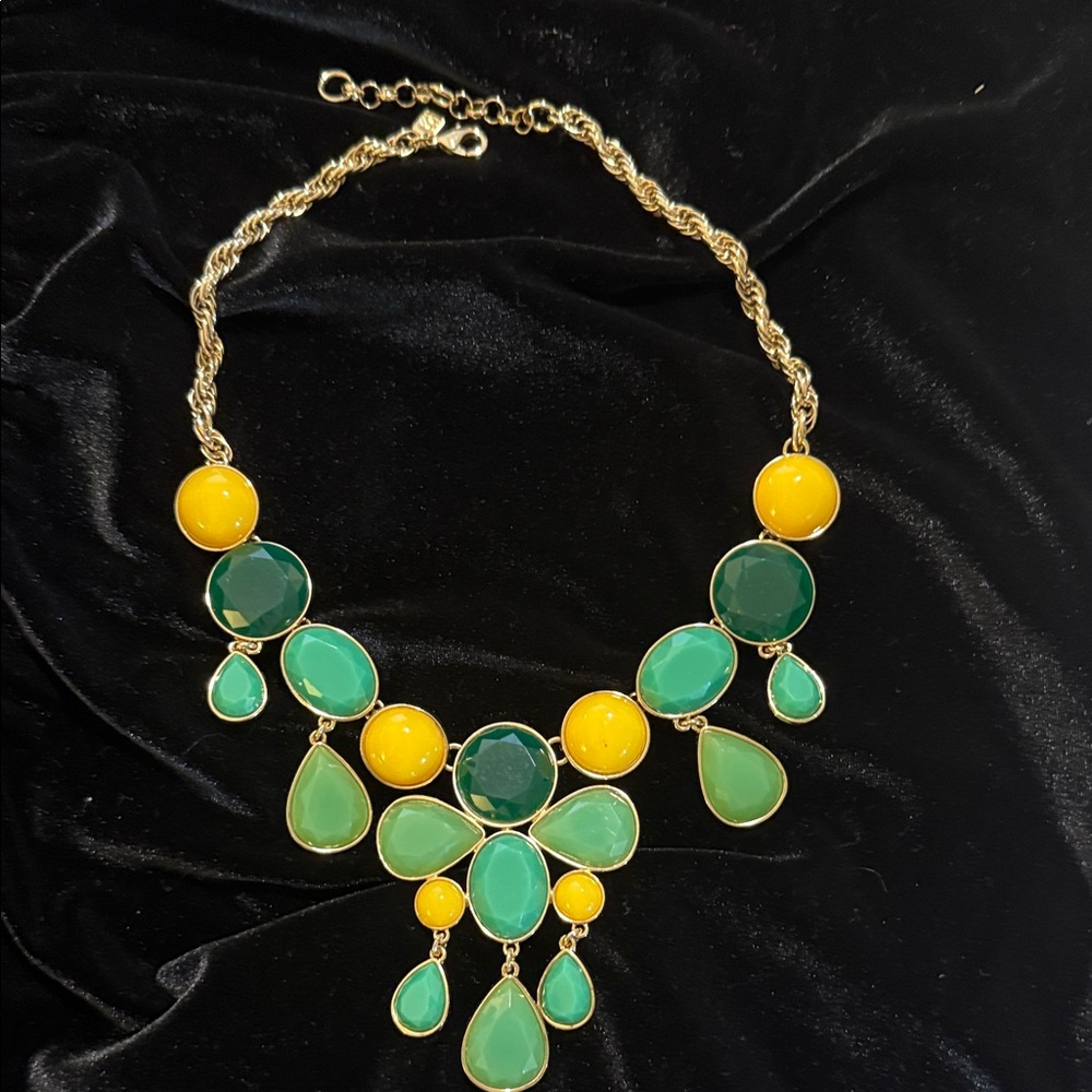 3/$20 Banana Republic Green and Yellow Statement Necklace